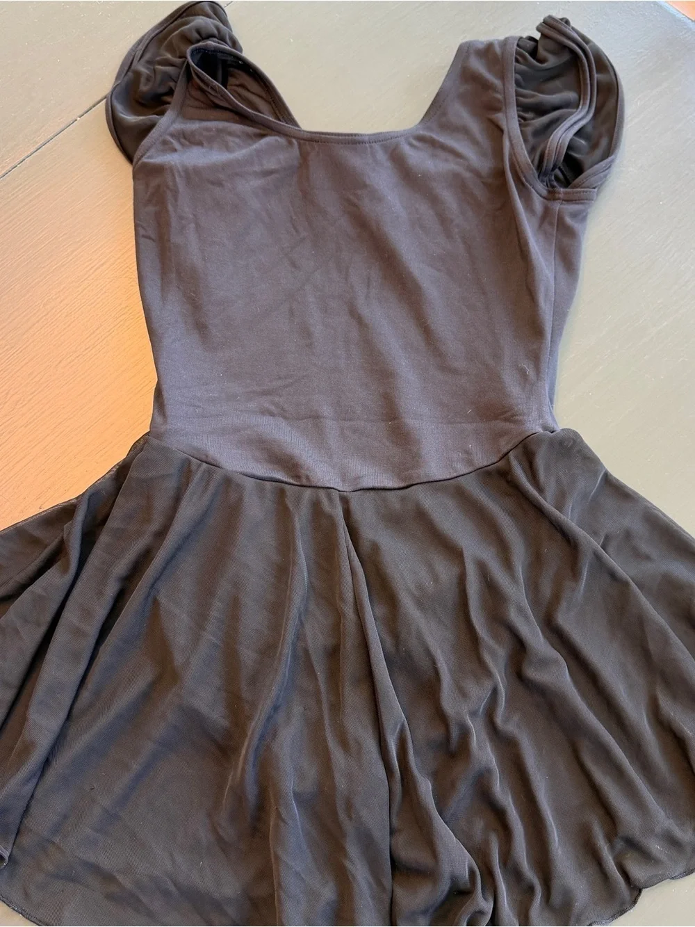 Capezio Black Ballet Dance Leotard with Chiffon Skirt Sz L